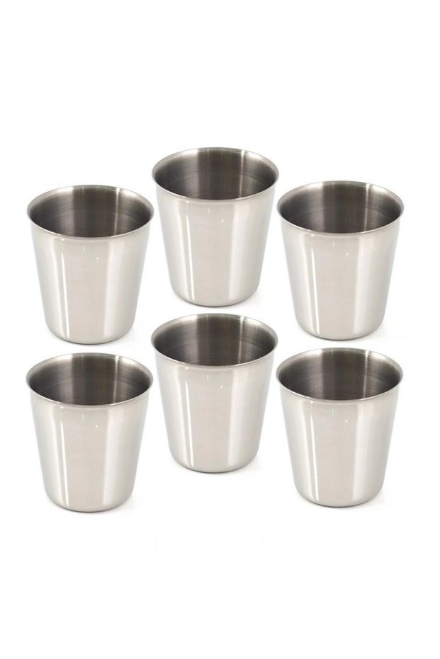 6-Piece 220 Ml Stainless Steel Metal Camping Cup - 430 Quality