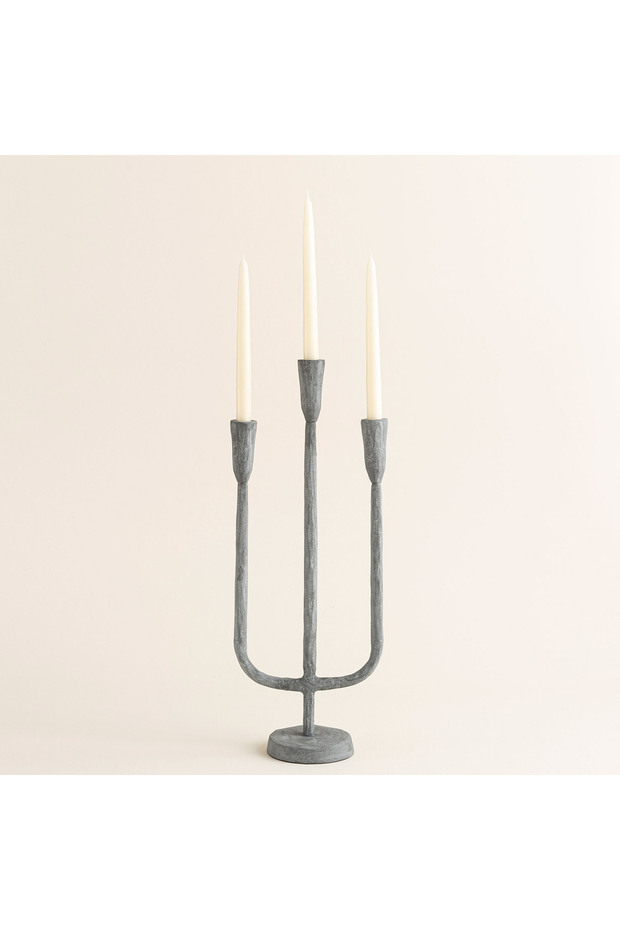 Hanner 3'Lü Şamdan Gri - 3