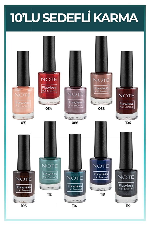 Nail Flawless 10'lu Sedefli Karma Oje Seti