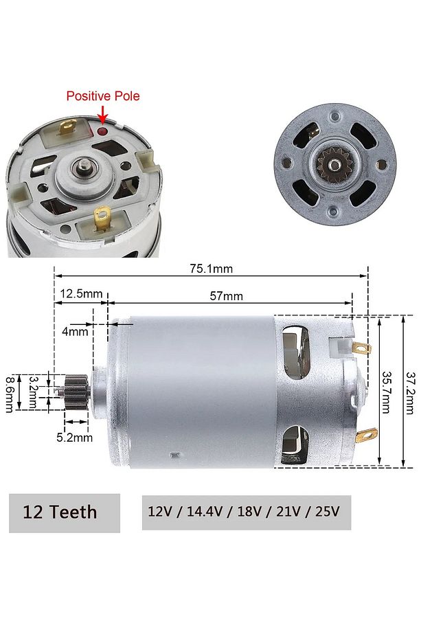 şarjlı Matkap motoru RS550 DC Motor 12V mikro Motor Akülü Matkap motoru 12 diş çarklı - 4