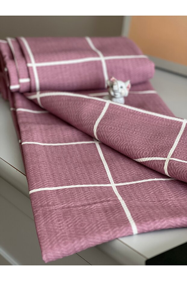 Dusty Rose Pink Checkered Double Cotton Pique 200cm X 220cm