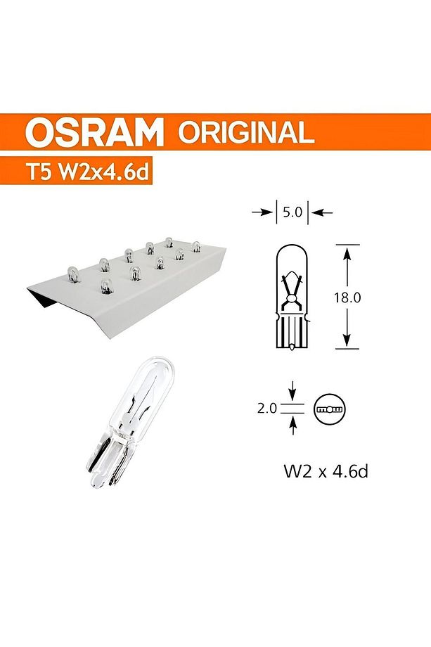 12v 2w T5 Dipsiz Gösterge Ampulü 10 Adet 2722 10x - 2
