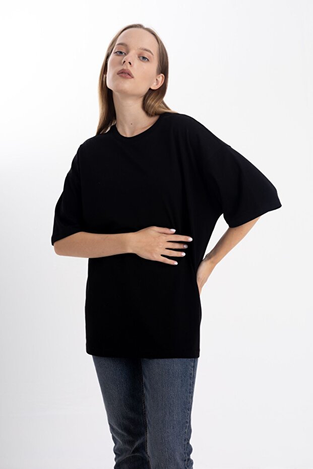 Oversize Tshirt Oversize Siyah - 4