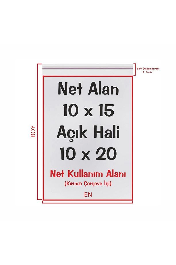 Şeffaf Bantlı Jelatin Poşet 10x20 100 Adet - 1