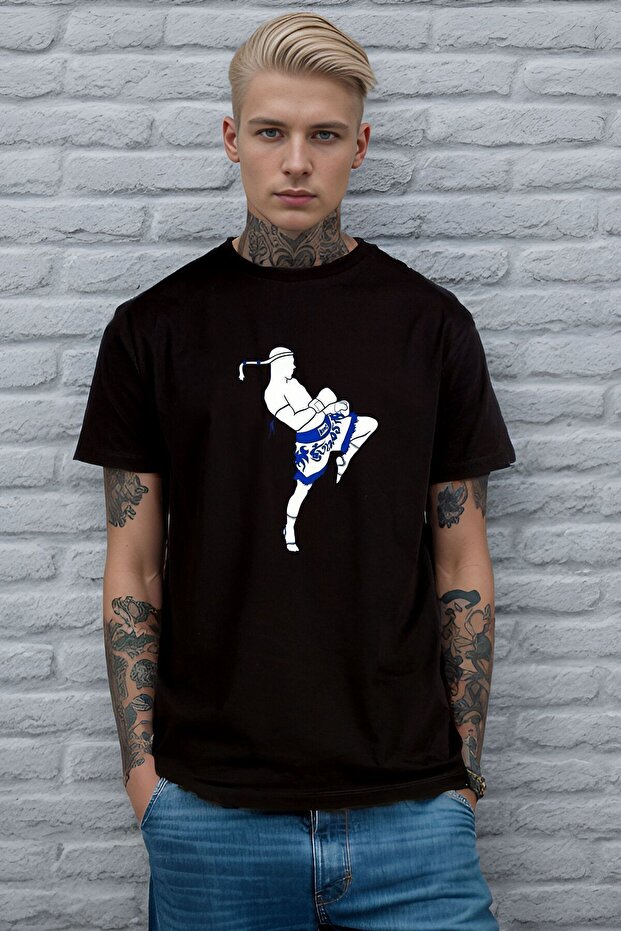 Black Unisex Kick Boxing -kickbox Printed Design Short Sleeve T-shirt