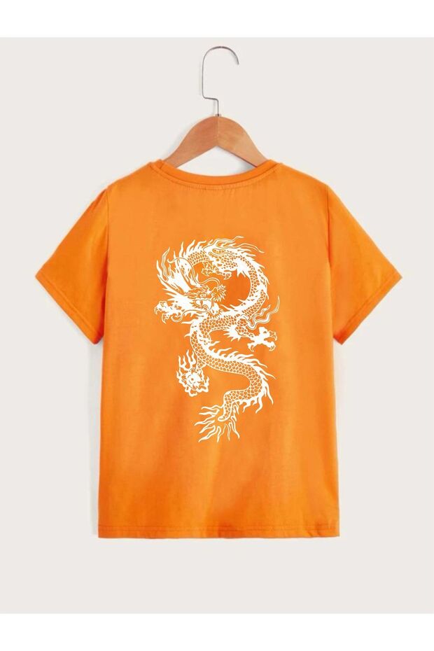 Kids Unisex Oversized Orange Dragon Printed t-shirt
