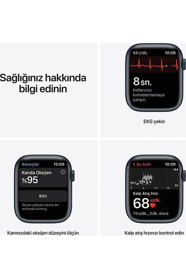 Watch 8 Full Ekran Ip68 Su Geçirmez Ios/android Akıllı Saat 2 Adet Kordon, Nfc (SİYAH) New - 4