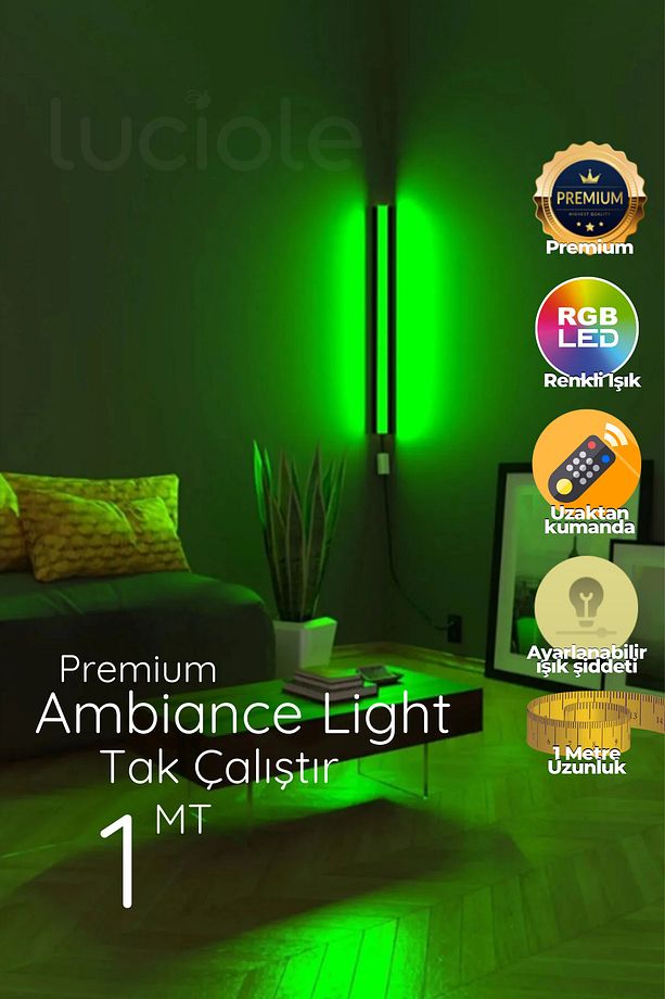 Led Abajur Aplik Gece Lambası Rgb Lambader 16 Renkli Uzaktan Kumandalı Işık 4 Animasyonlu Eliteplus - 1
