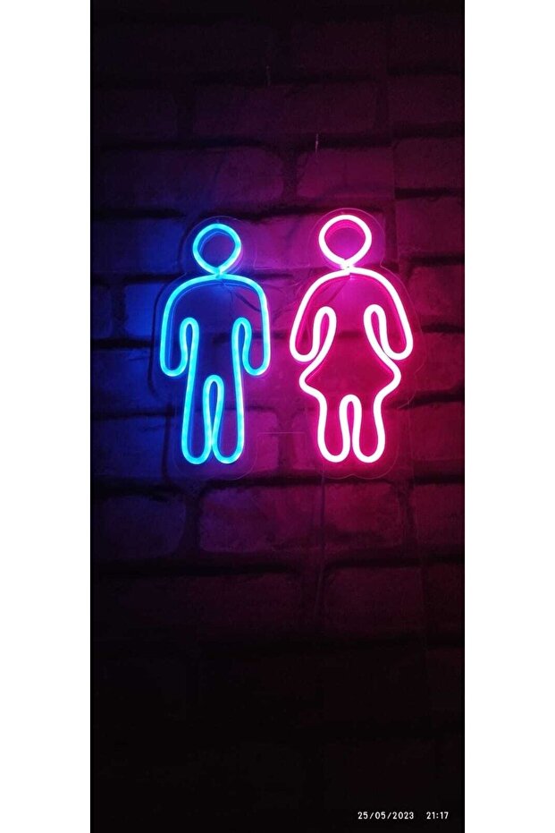 Erkek Wc Wc Neon Led Işıklı Görsel Tabela - 5