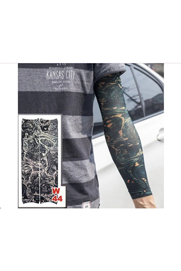 Giyilebilir Kol Çorabı Giyilir Kol Dövme Minimal Tasarım Model Streç Kumaş - 1