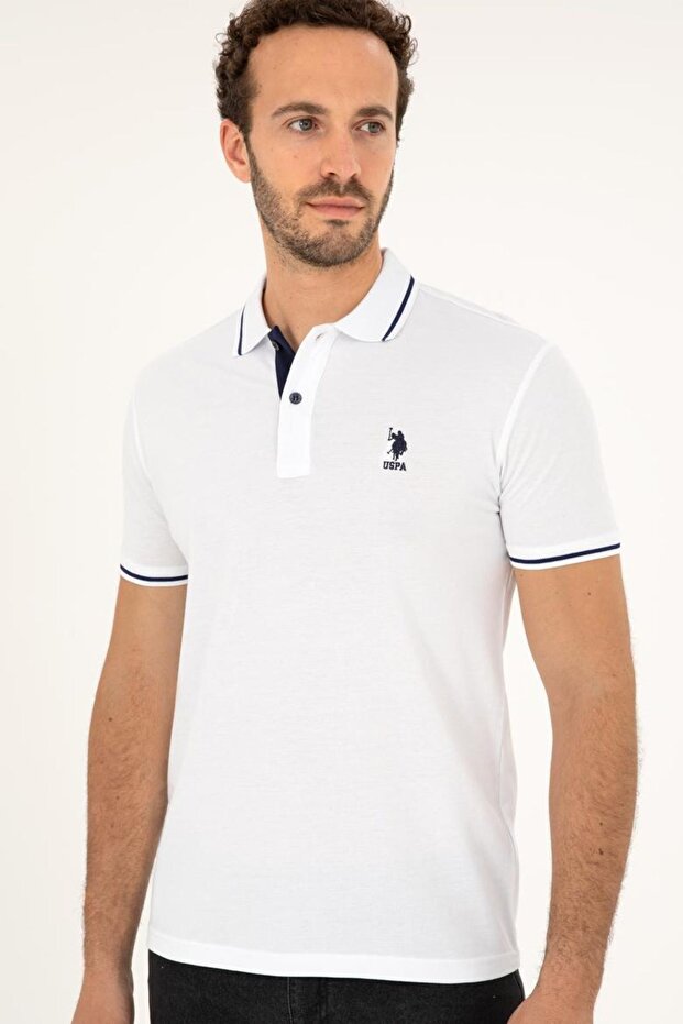 Men's White Polo Collar T-Shirt