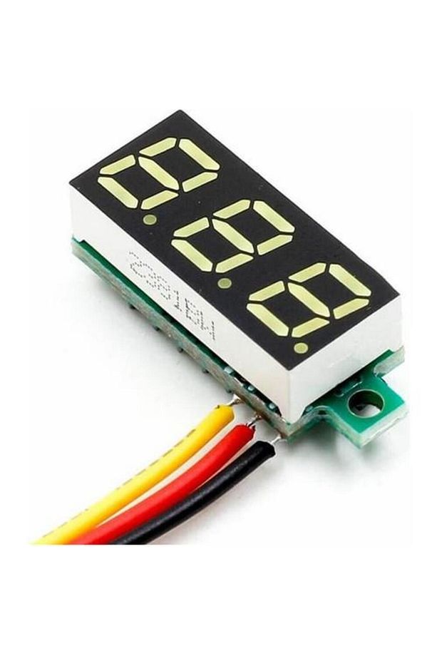 - 0.28'' inch Dc 0-100v Mini Digital Voltmetre 3 Kablolu - Sarı Led - 3