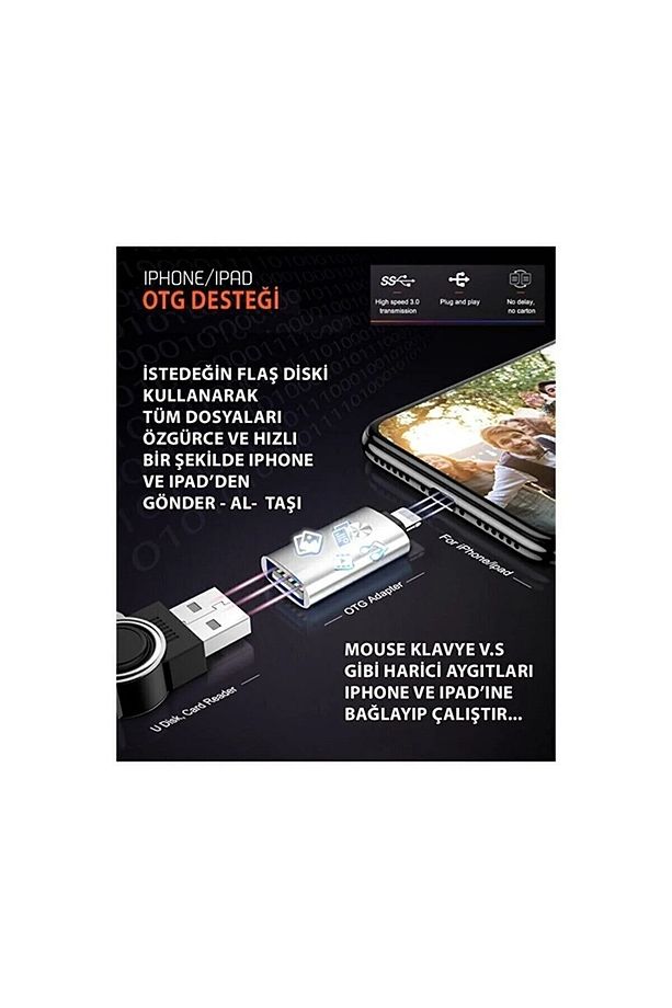 Lightning To USB Adapter Iphone Ipad Usb Dönüştürücü Adaptör (Yüksek Kalite) - 5