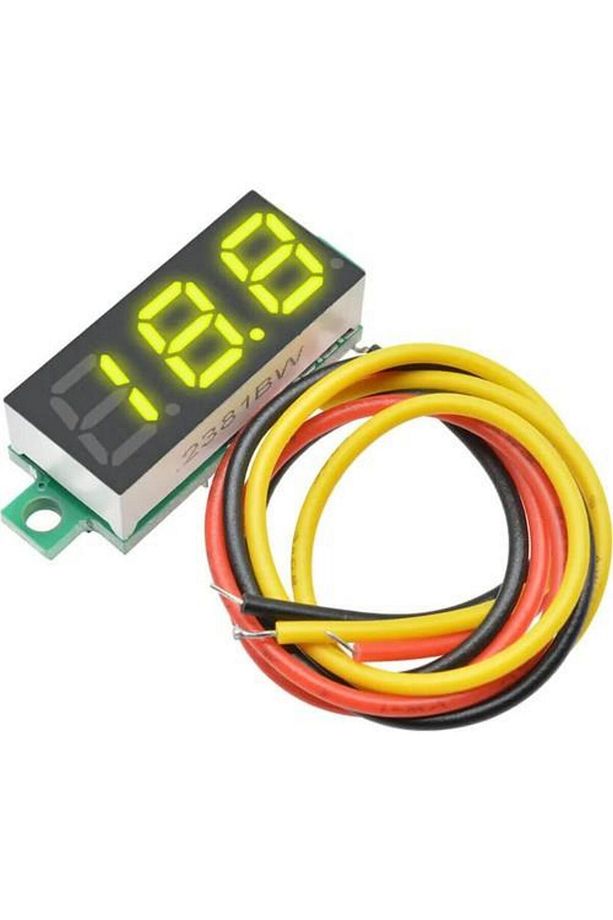 - 0.28'' inch Dc 0-100v Mini Digital Voltmetre 3 Kablolu - Sarı Led - 5