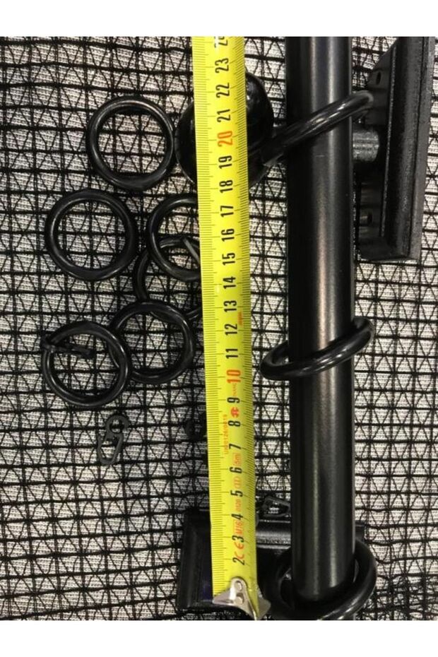 200 Cm Siyah Tek Raylı Rustik Perde Askısı Halkalı Perde Tutucu - 7