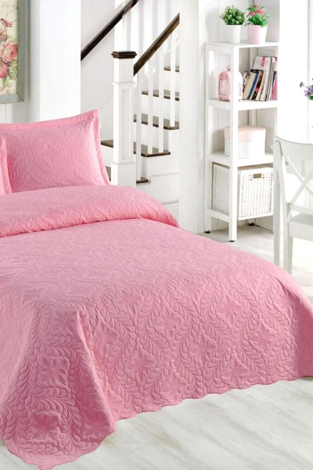 Tek Kişilik Kapitone Sarmaşık Desen Rose Yatak Örtüsü - 2