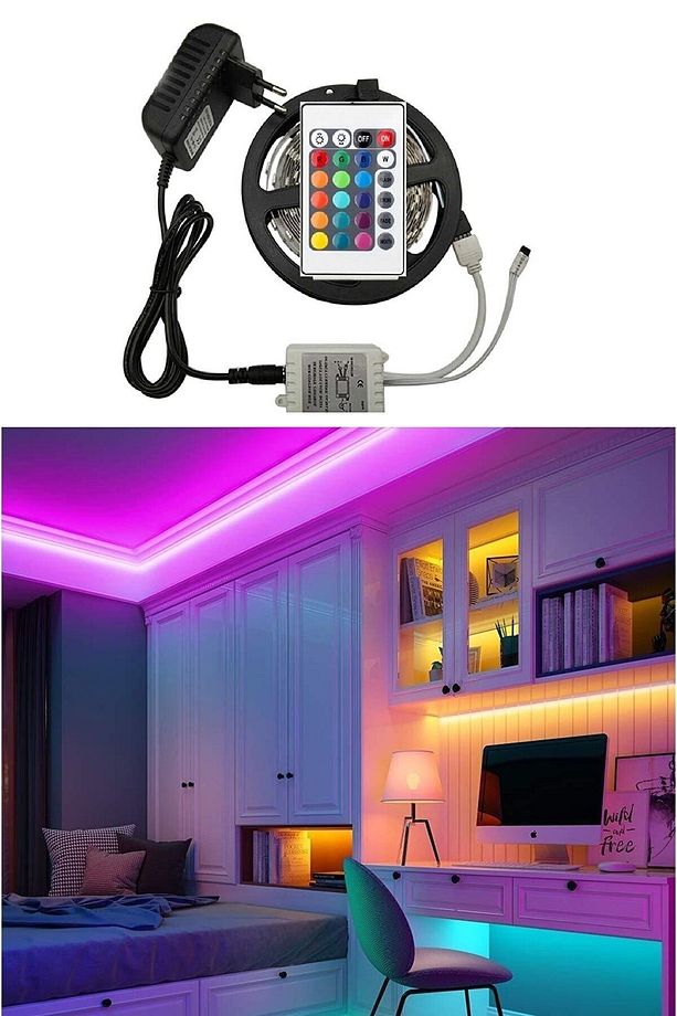 Rgb Led Tak Çalıştır 5 mt Blackboard Işık Yapışkanlı Renkli Led Işık - 1