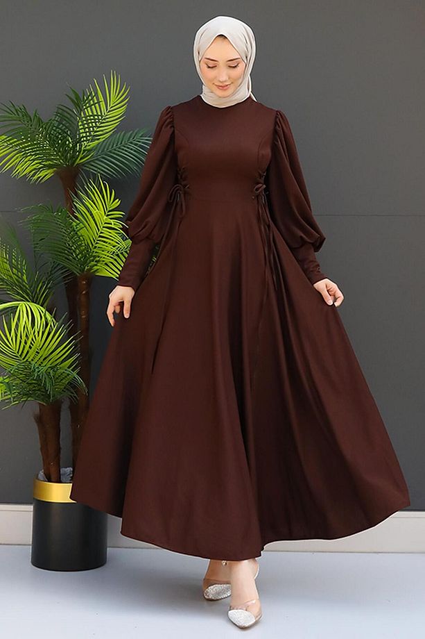 İp Kuşaklı Elbise Acı Kahve - 2