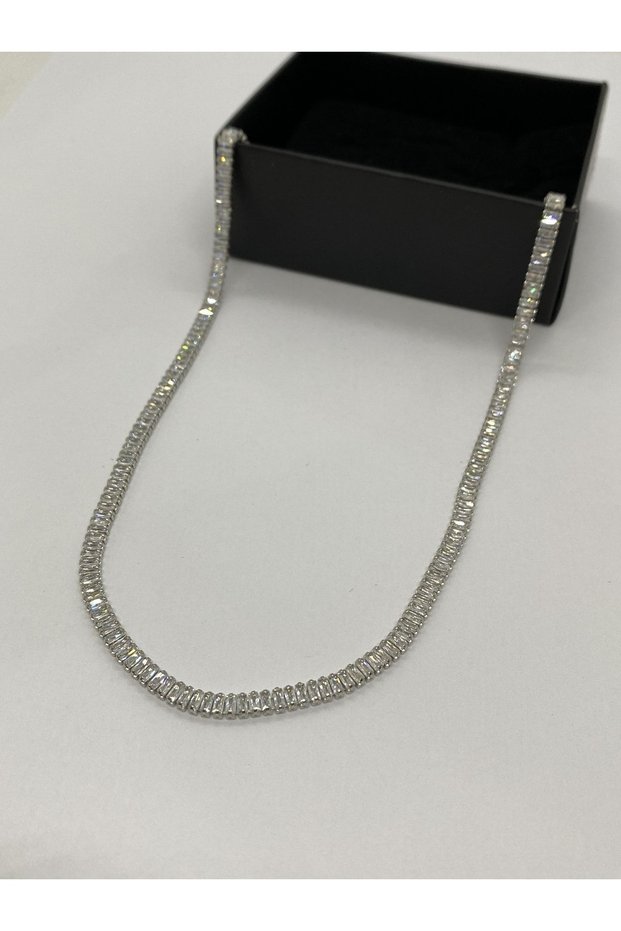 Fine Design Women's Steel Necklace with Water Path Zircon Stone
