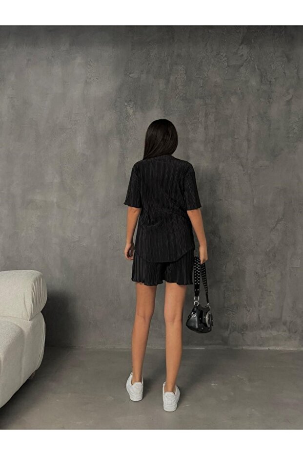 pliseli şortlu takım - 3