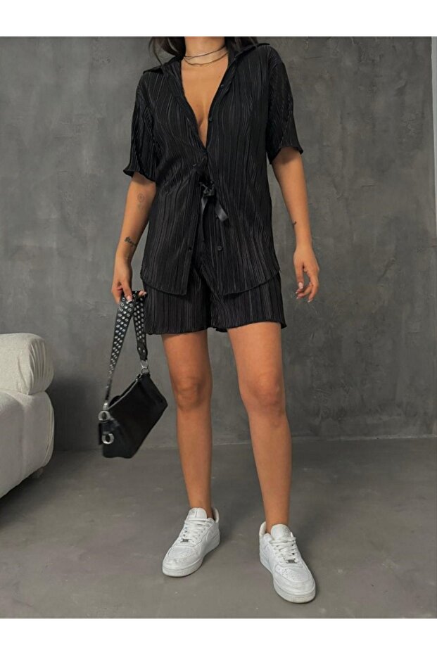 pliseli şortlu takım - 2