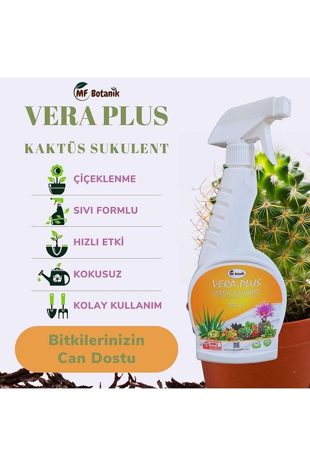 Vera Plus Kaktüs Sukulent Besini Yaprak Gübresi 500 Ml - 1