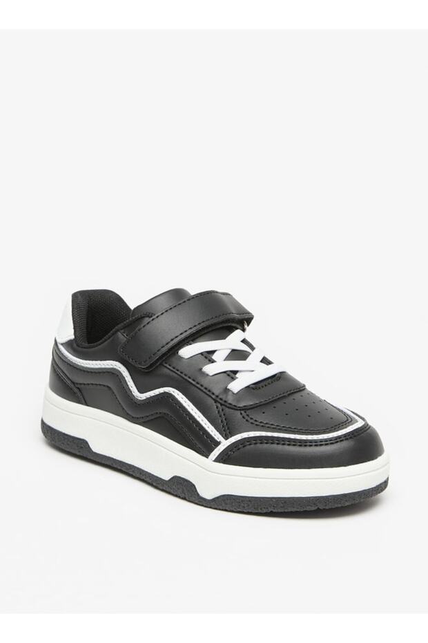 Colourblock Sneakers with Hook and Loop Closure - 1