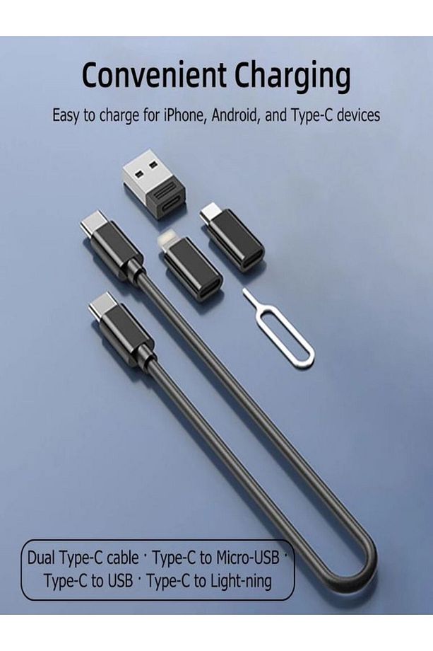 F0H7 7 in1  Type-C, USB, Micro Lighting Port, Seyahat Seti İPhone, Android Uyumlu PC Çevirici - 6