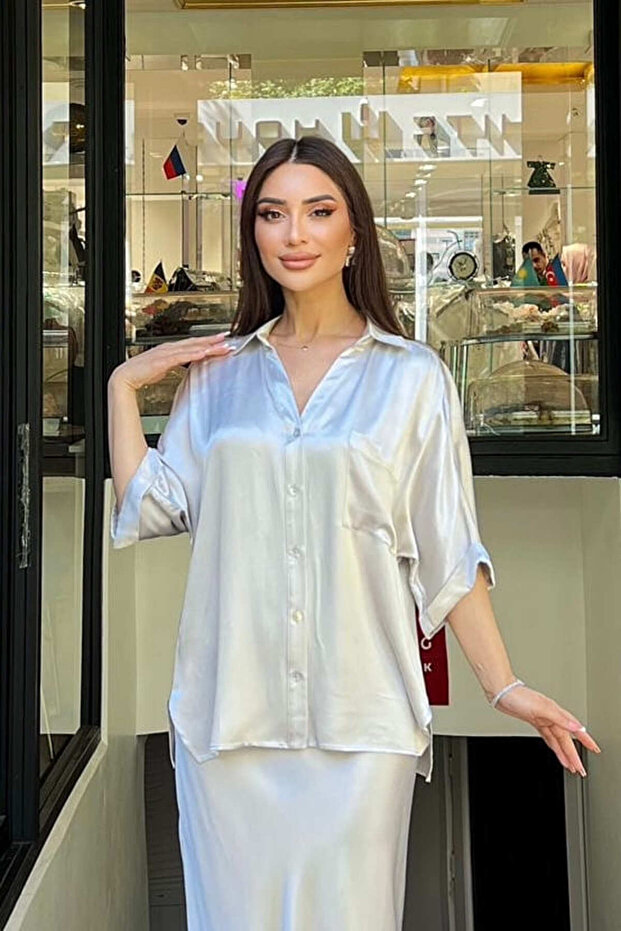 Gümüş floş gömlek - 1