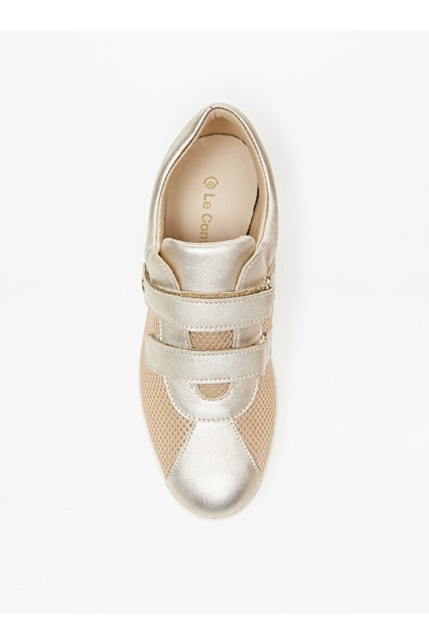 Panelled Wedge Heel Shoes with Hook and Loop Closure - 4
