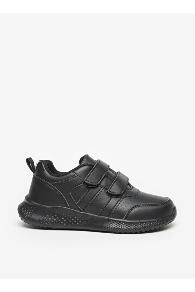 Solid School Shoes with Hook and Loop Closure - 2