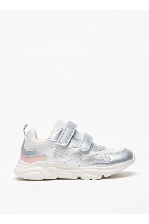 Glitter Detail Sneakers with Hook and Loop Closure - 3