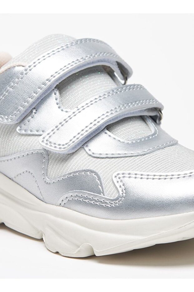Glitter Detail Sneakers with Hook and Loop Closure - 5