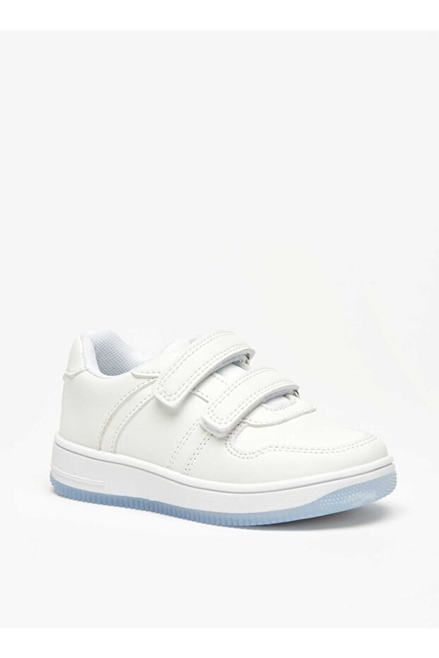 Solid Sneakers with Hook and Loop Closure