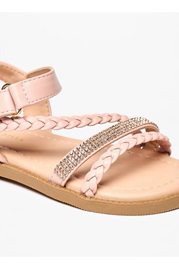 Embellished Sandals with Hook and Loop Closure - 4