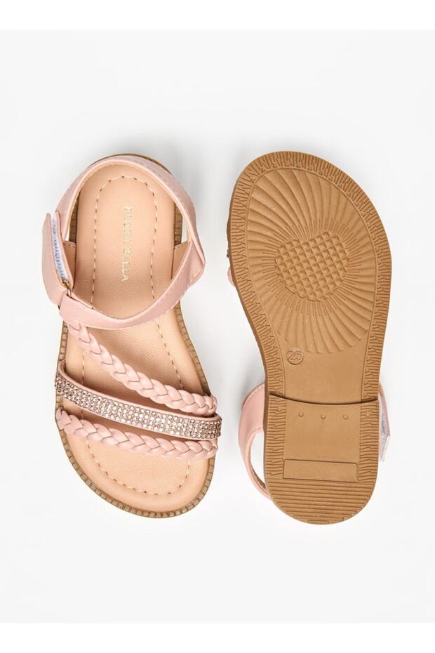 Embellished Sandals with Hook and Loop Closure - 5