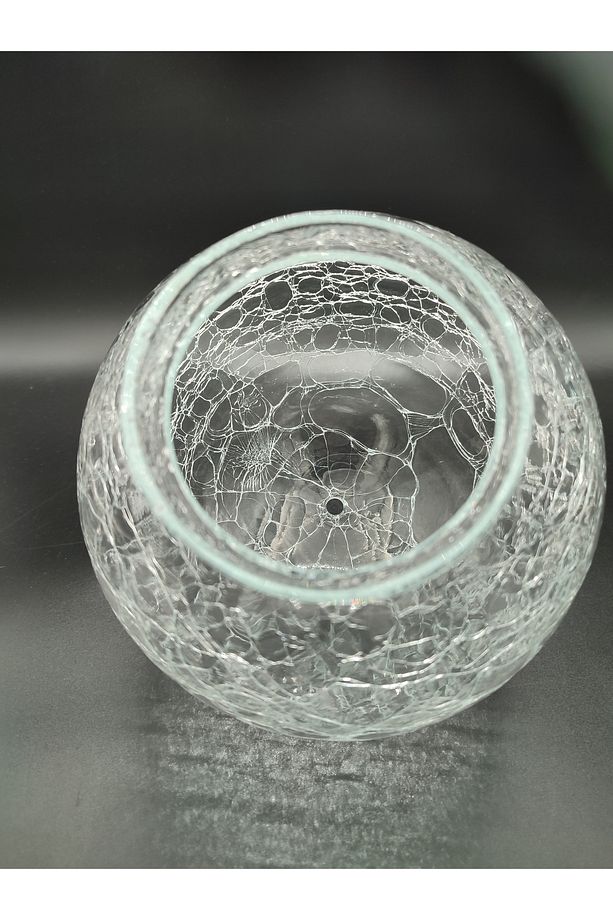 Osmanlı Avize Camı Şeffaf Çatlatılmış Desenli Grifli (ÇAP: 20.00CM- YUVA ÇAPI: 10.00CM) - 3