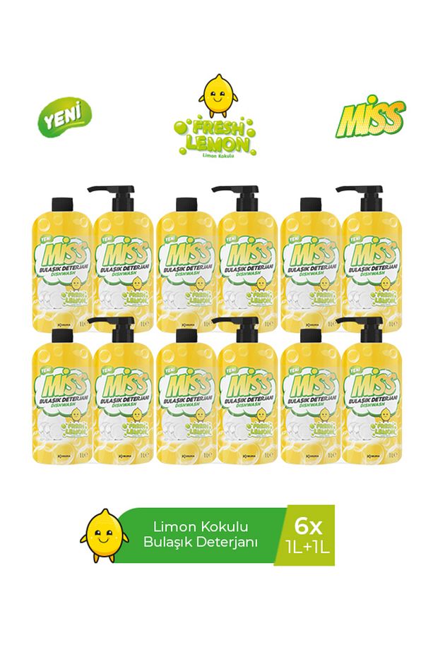 MİSS BULAŞIK DETERJANI (LİMON+LİMON) 1 L + 1 L x 6 ADET - 1