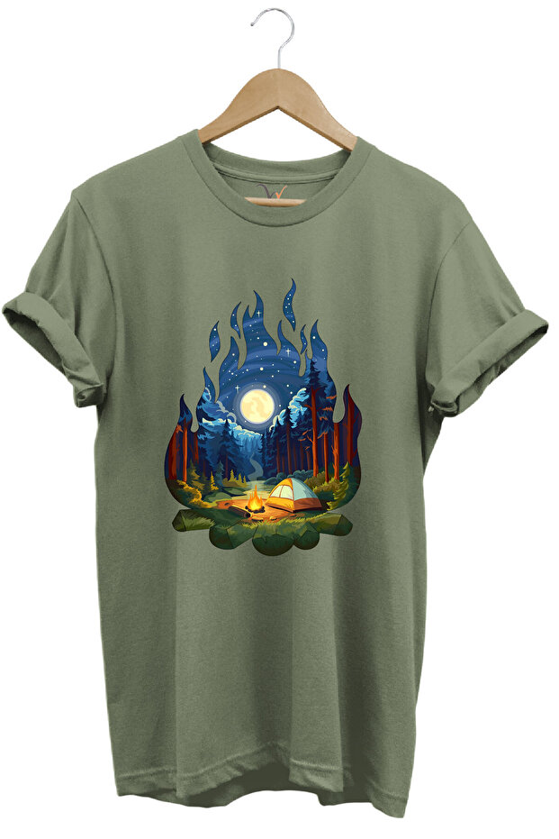 Camper Special Design Camping Torch Tent and Nature Design 100% Cotton T-Shirt
