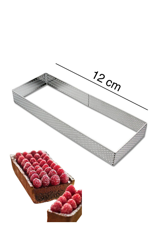 12 CM Rectangular Tart Ring - Perforated - 1