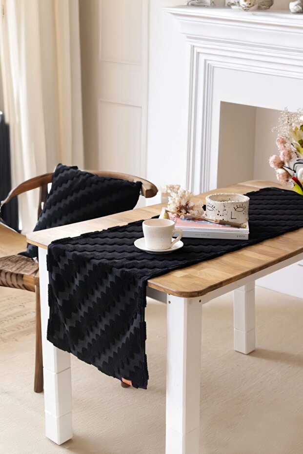 أدوات مائدة وطاولة سوداء متعرجة - قابلة للغسل - 2