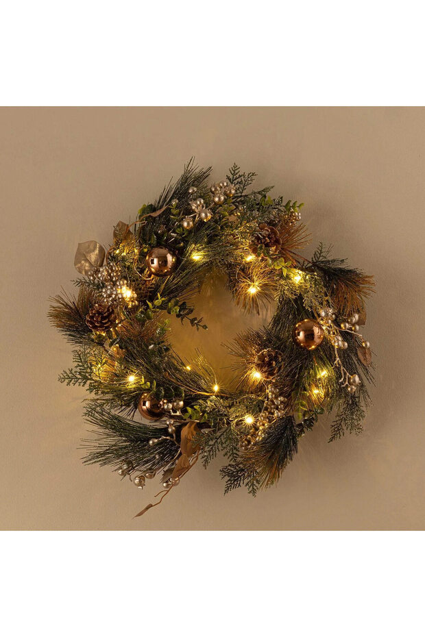 Egoro Işıklı Yılbaşı Çelengi Natural - 1