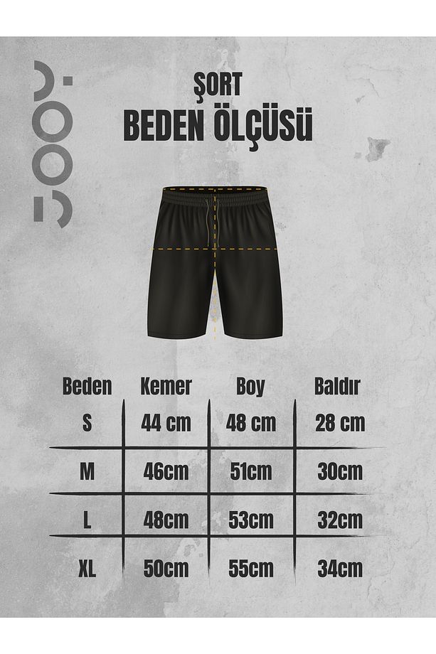 Penye Şort Mavi - Bej 2'li Kampanya Set - 3