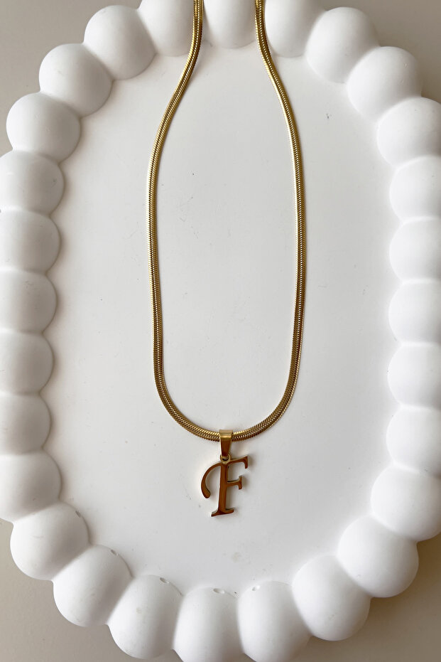 F Harf Sallantılı Künye Çelik Kolye - 1