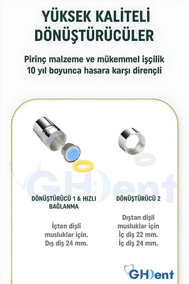 Gh15 Ağız Duşu Duvar Askılıklı 3 Kademeli Musluk Adaptörlü 3 Başlıklı Aile Boyu Kolay Kurulum - 7