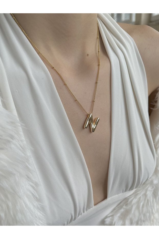 Gold Color Letter N Balloon Necklace