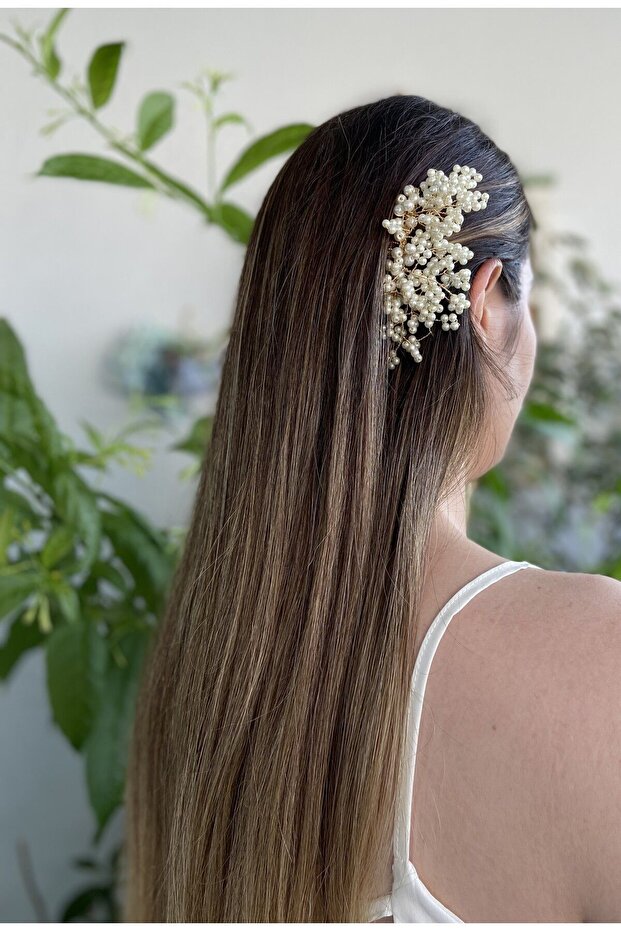 Bridal Buckle Gold Pearl Comb Buckle