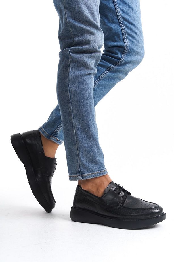 %100 Hakiki Deri, Yüksek Tabanlı, Erkek Loafer Ayakkabı - 4