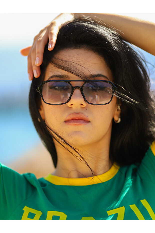 نظارات شمسية مستطيلة باللون الأسود للجنسين