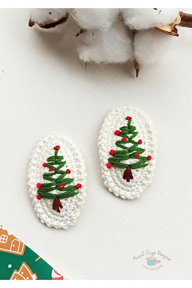 Hand Embroidered Pine Tree Niche Hair Accessory Hairpin No: 1